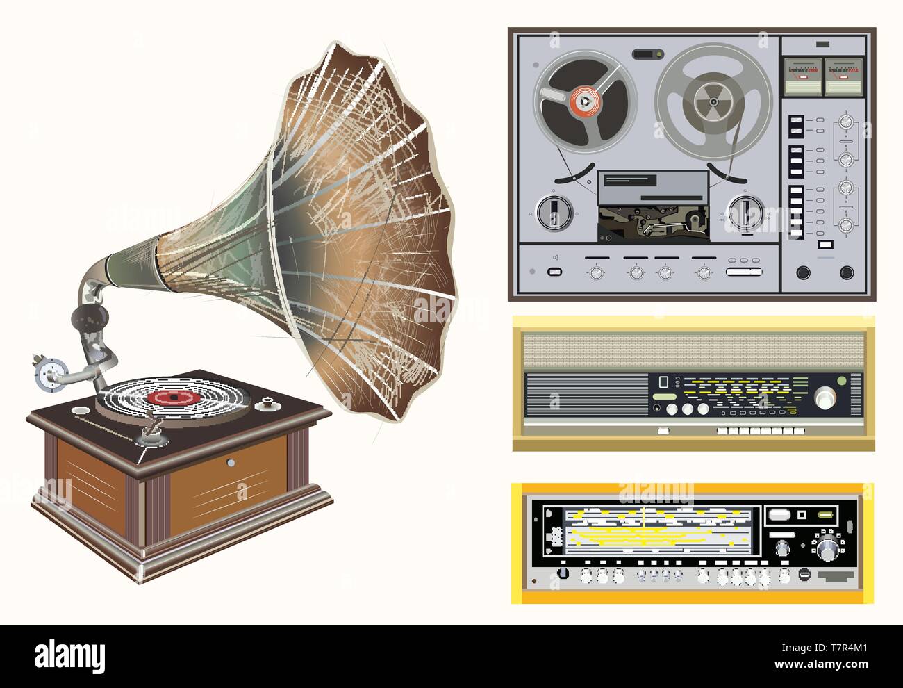 Old fashion vettore attrezzature musicali Illustrazione Vettoriale