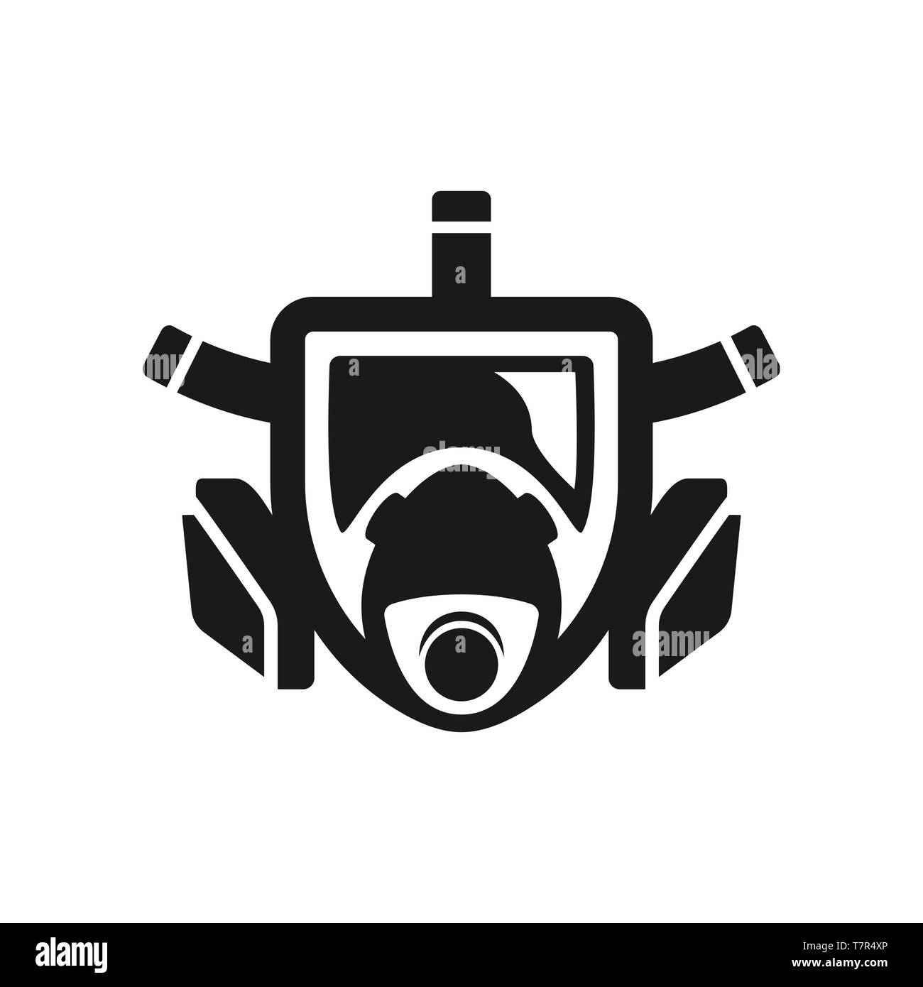 Silhouette nera della maschera a gas icona è isolato su uno sfondo bianco. Illustrazione Vettoriale