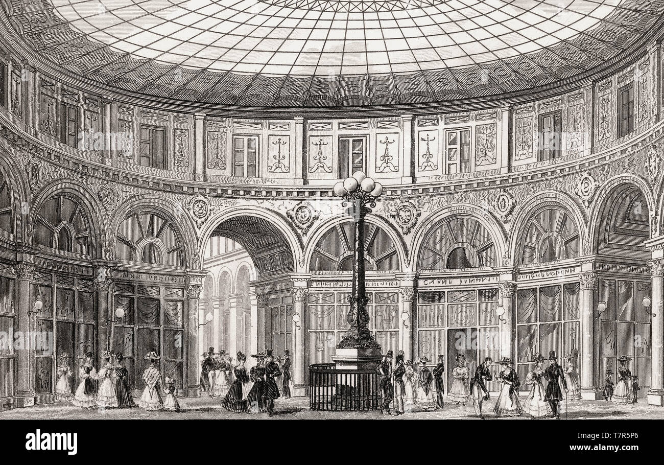 Le galerie Colbert, Parigi, antichi di acciaio inciso stampa, 1831 Foto Stock