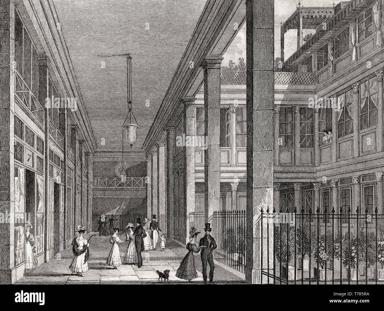 Le passage Ben-Aïad, Parigi, antichi di acciaio inciso stampa, 1831 Foto Stock