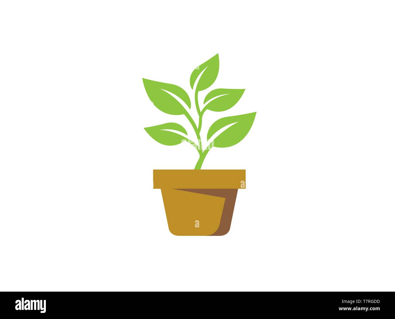 Piante in vaso con alcune foglie per il logo Illustrazione Vettoriale