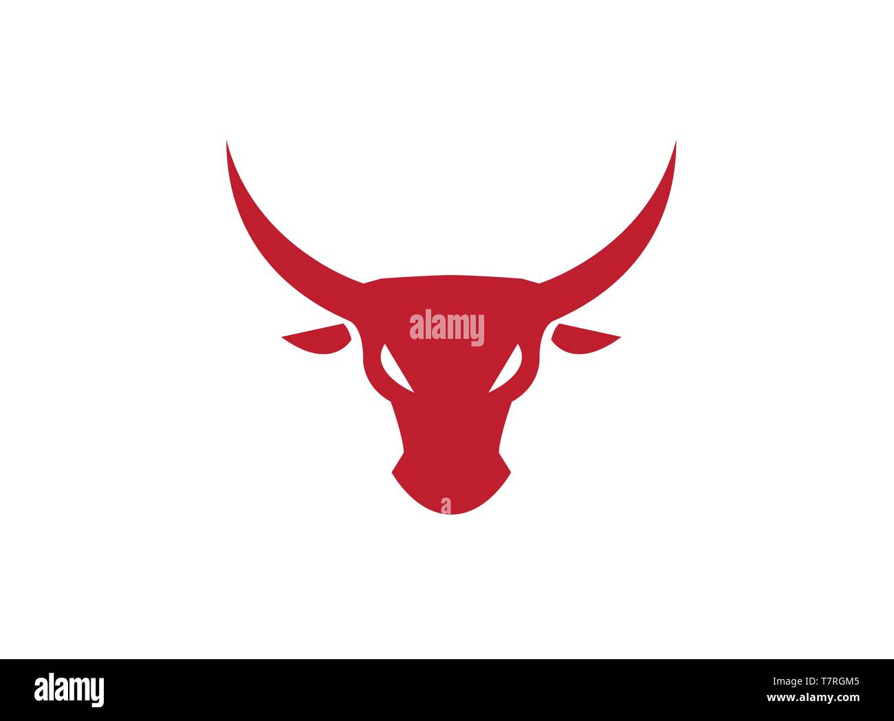 Bullhead con corni grandi e logo toro arrabbiato design illustrazione su sfondo bianco Illustrazione Vettoriale