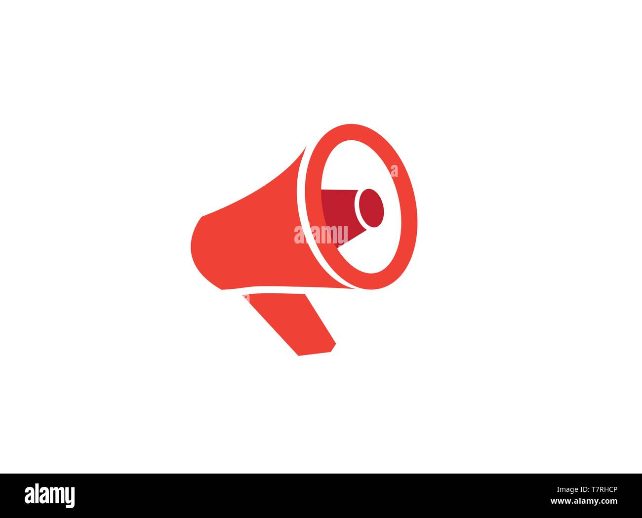 Megafono altoparlante e amplificatore rosso logo design illustrazione su sfondo bianco Illustrazione Vettoriale