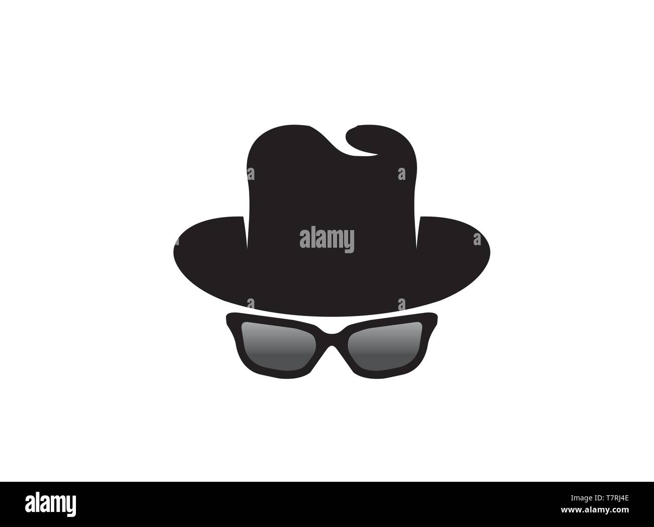 Ispettore cappello e occhiali vector logo design illustrazione su sfondo  bianco, detective icona segreta Immagine e Vettoriale - Alamy