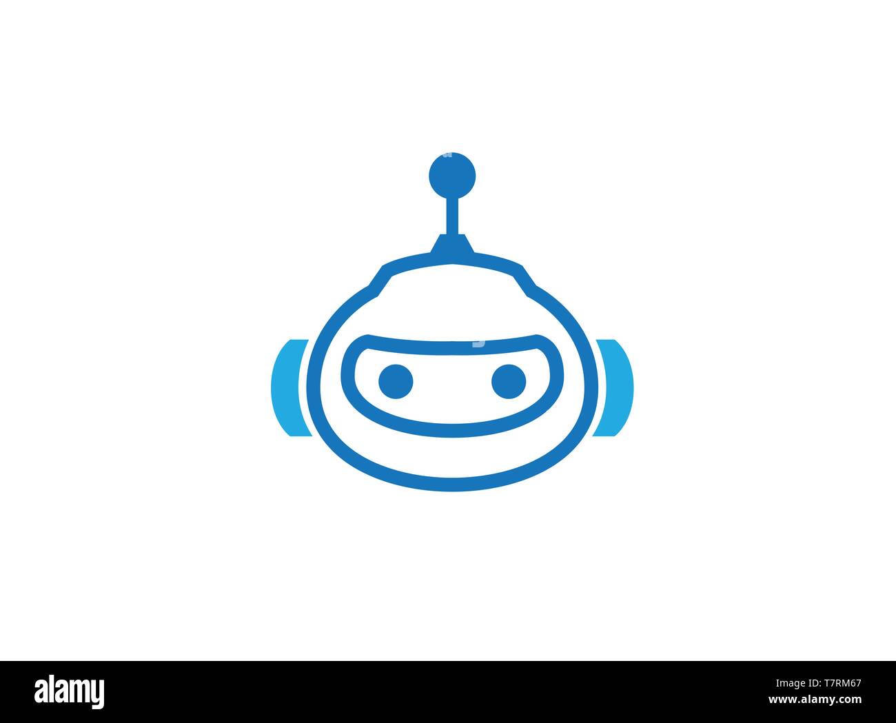 Robot blu icona di testa per il logo Illustrazione Vettoriale