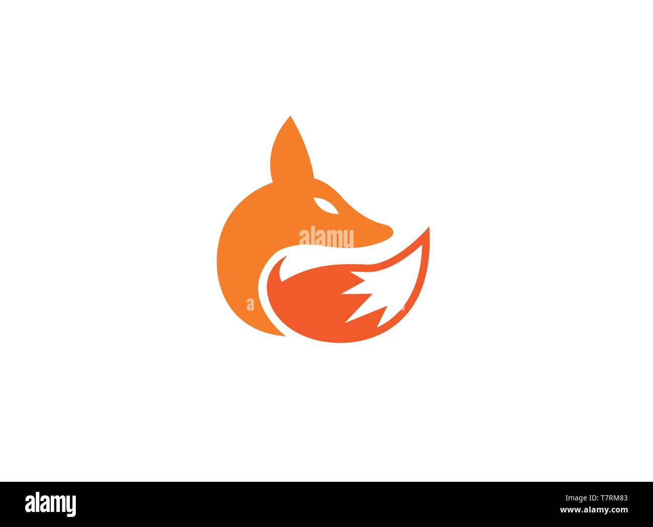 Fox testa coda e Wolf per la progettazione del logo Illustrazione Vettoriale