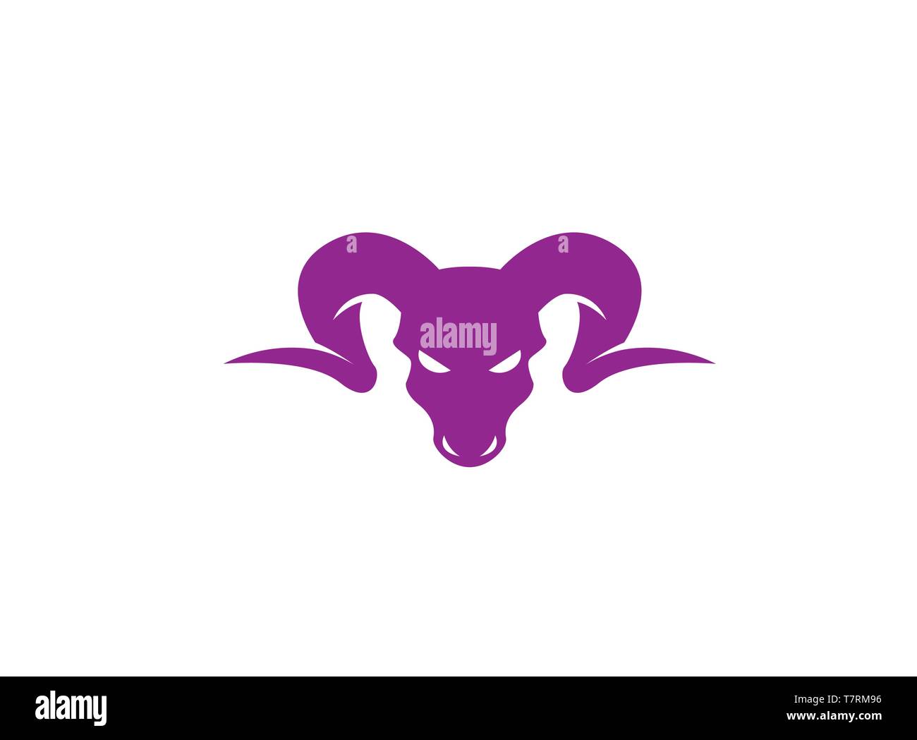 Bighorn testa con volto arrabbiato Illustrazione Vettoriale