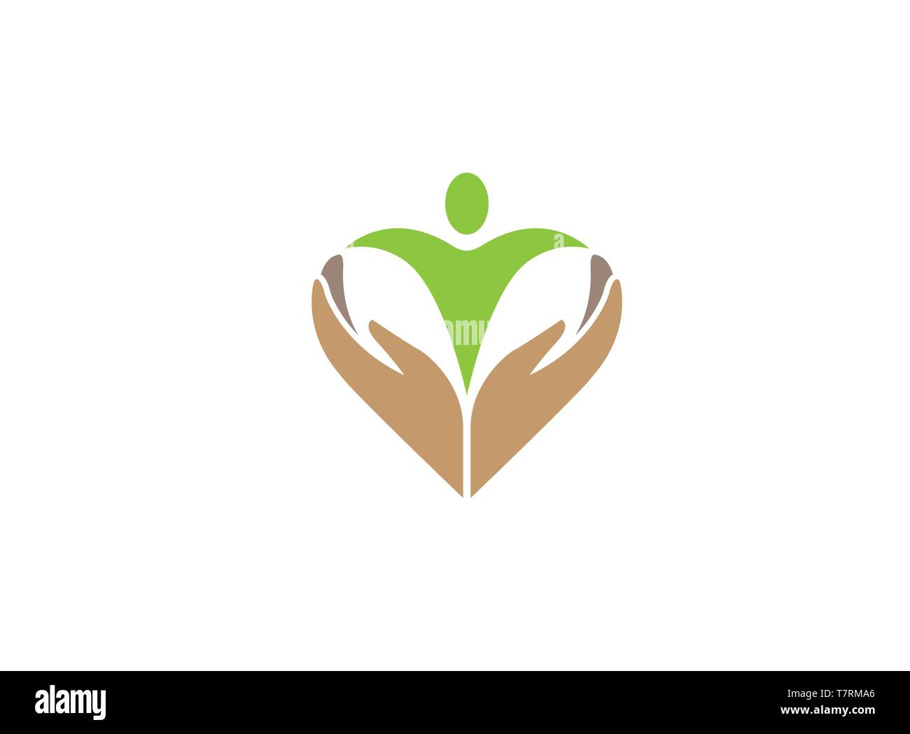 Per la cura delle mani la salute umana e la natura per il logo Illustrazione Vettoriale