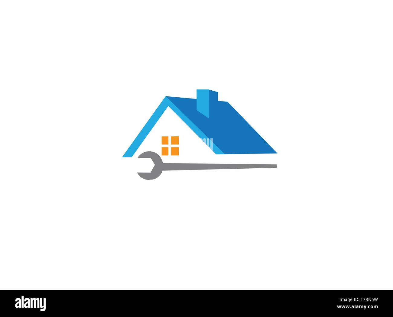 Casa e home servizio un tetto e un attrezzo per il logo Illustrazione Vettoriale
