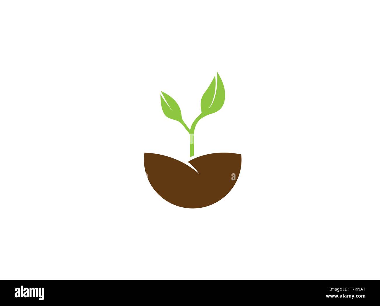 Agricoltura la coltivazione di piante con foglie per il logo Illustrazione Vettoriale