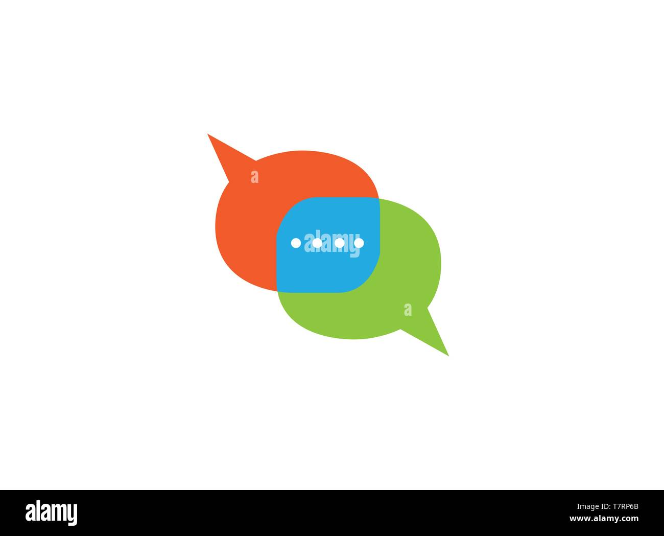 Icona Chat per una società di comunicazione e simbolo di messaggio per la progettazione del logo Illustrazione Vettoriale