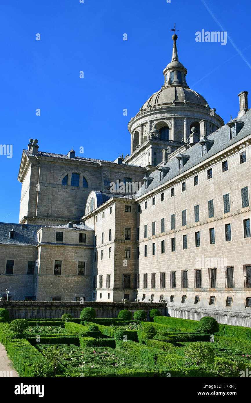 Il Real Sito di San Lorenzo de El Escorial, Monasterio y Sitio de El Escorial en Madrid, Monasterio del Escorial, Spagna, Patrimonio Mondiale dell UNESCO Foto Stock