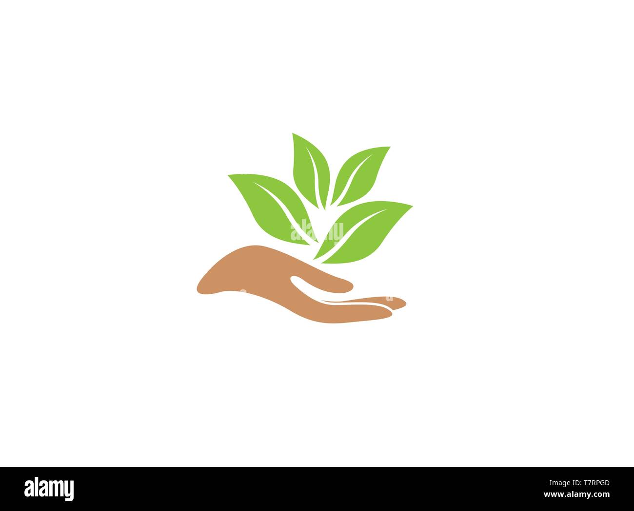 Mano e lascia per la cura delle piante per il logo Illustrazione Vettoriale