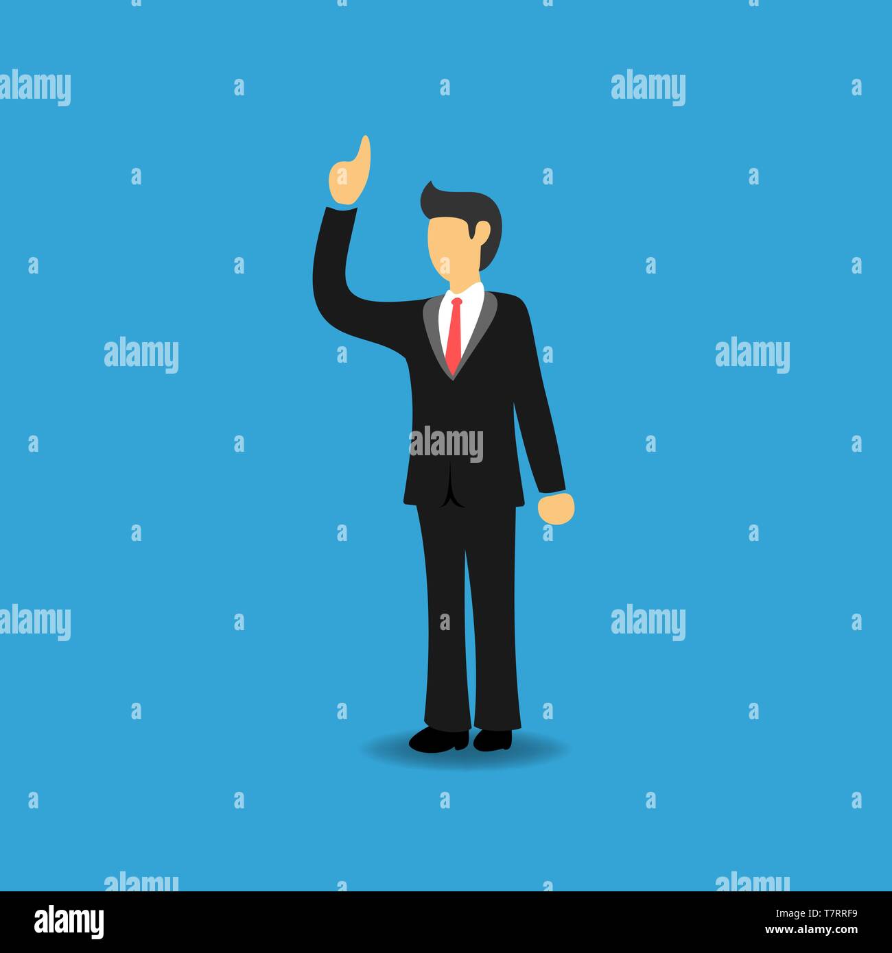 Nozione di imprenditore il volontariato. La gente di affari con la mano alzata. Appartamento illustrazione vettoriale Illustrazione Vettoriale
