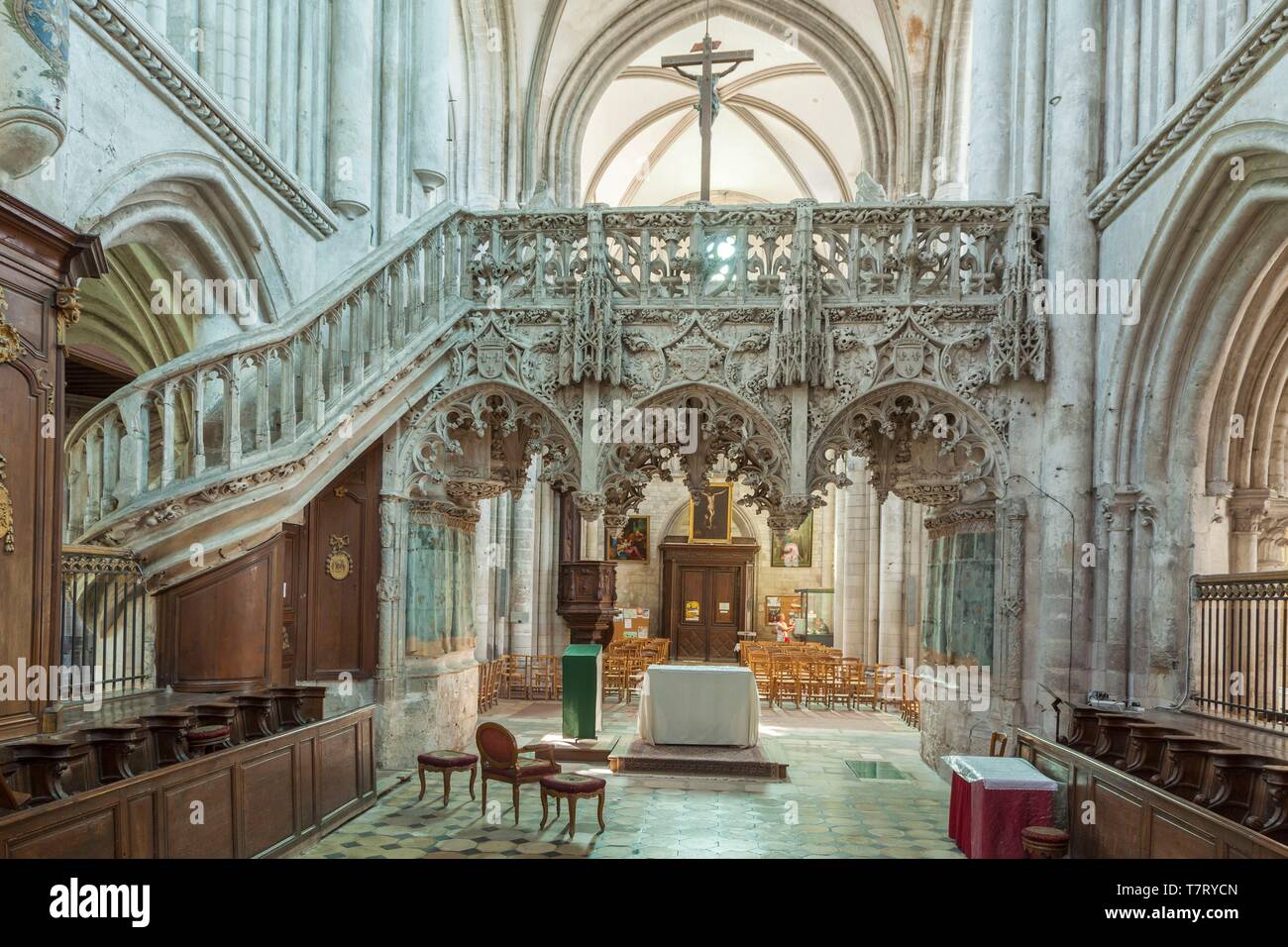 Francia, Aube, Troyes, chiesa di Saint madeleine du XIIe secolo, pietroso rood screen risalente al XVI secolo in un puro stile gotico fiammeggiante Foto Stock