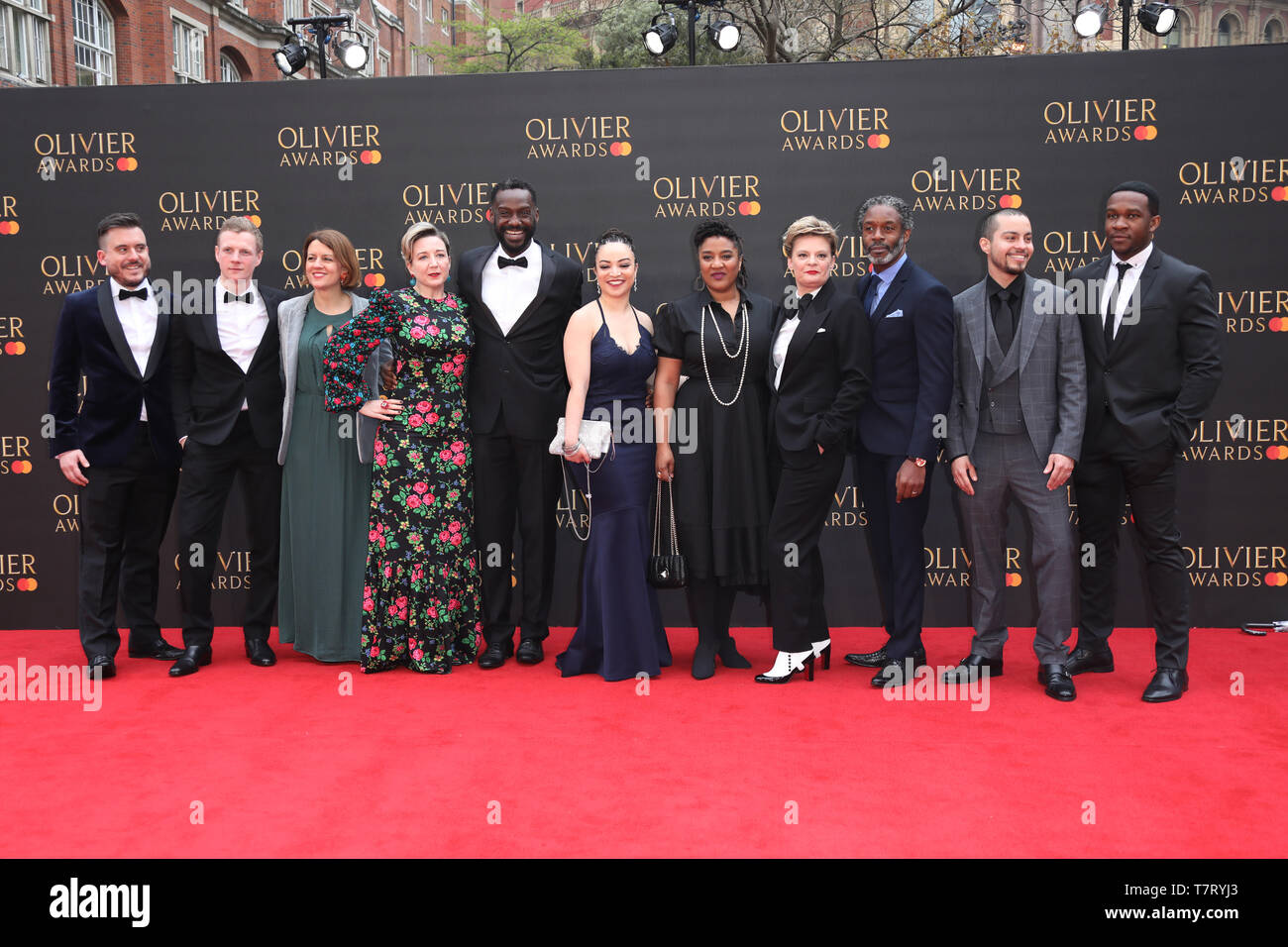 L'Olivier Awards 2019 tenutosi presso la Royal Albert Hall - Arrivi con: Lynn Nottage, Lynette Linton, Sebastian Viveros, Josie Rourke, Derek Murphy, Wil Johnson, Sule Rimi, Osy Ikhile, Martha Plimpton, Patrick Gibson dove: Londra, Regno Unito quando: 07 Apr 2019 Credit: Lia Toby/WENN.com Foto Stock