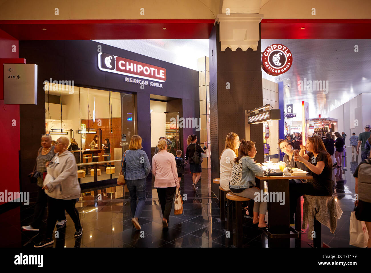 Las Vegas, Paradiso, Nevada USA, Miracle Mile Shops, Chipotle Mexican Grill prendere via un ristorante fast food outlet Foto Stock