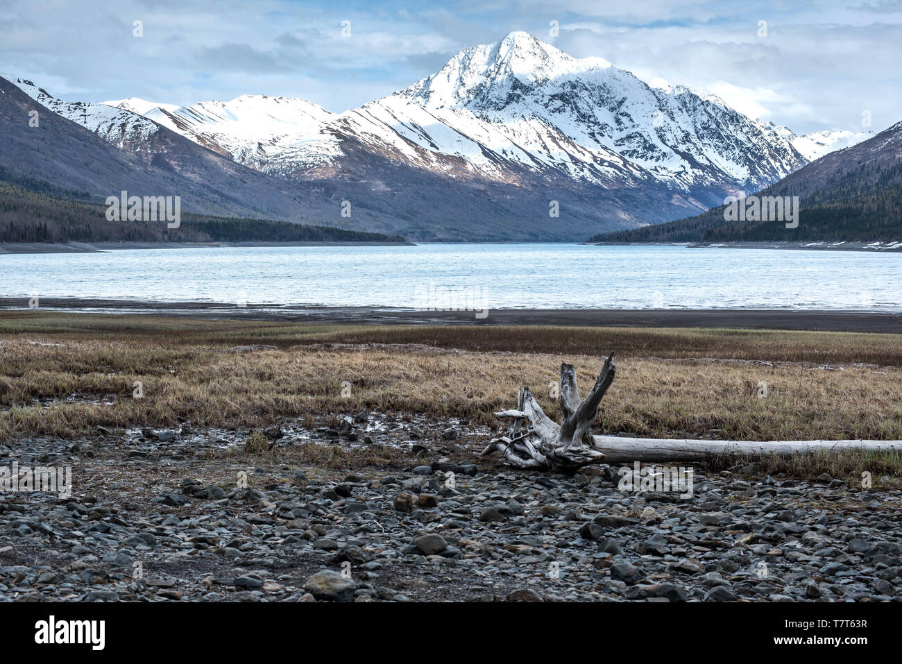 Remote lago glaciale in Alaska meridionale Foto Stock