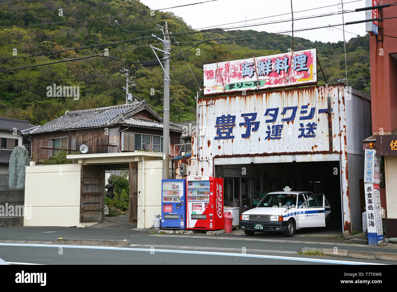 Vecchia stazione di taxi a Misaki Giappone Foto Stock