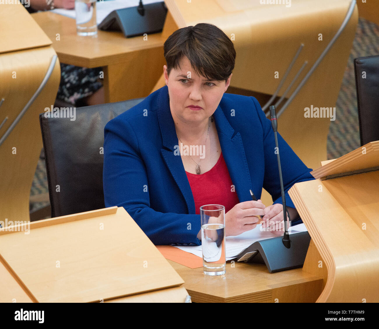Edinburgh, Regno Unito. Il 9 maggio, 2019. Ruth Davidson MSP il parlamento scozzese di Primi Ministri questioni. Credito: Colin Fisher/Alamy Live News Foto Stock