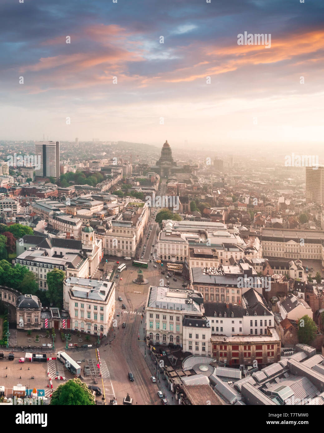Vista aerea della piazza Reale a Bruxelles, in Belgio Foto Stock