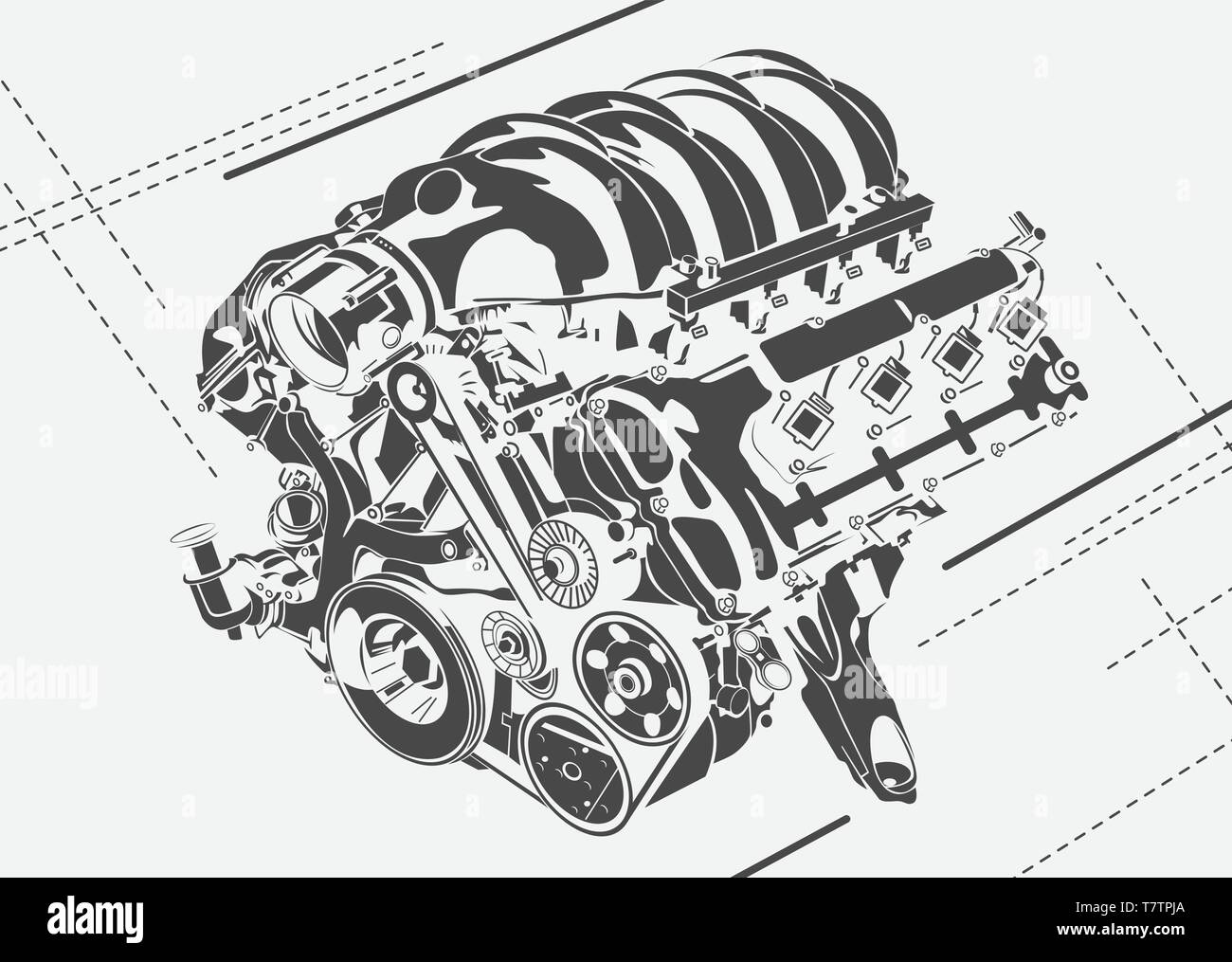 Il vettore ad alta illustrazione dettagliata di auto a motore Illustrazione Vettoriale