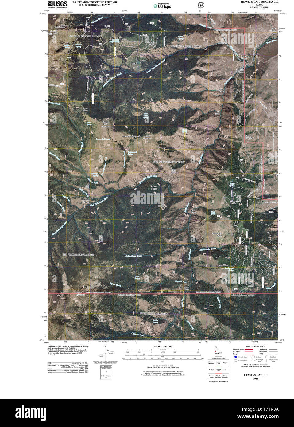 USGS TOPO Map ID Idaho cieli 20110125 Gate TM il restauro Foto Stock