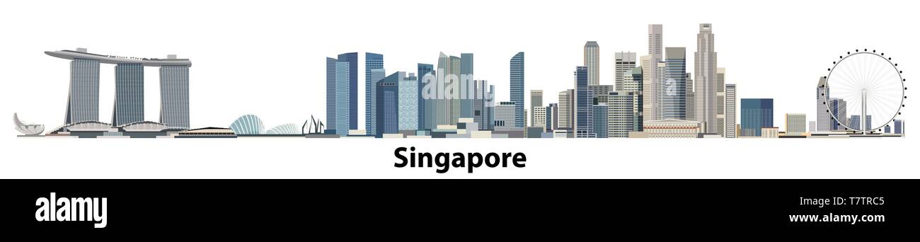 Illustrazione Vettoriale di Singapore dello skyline della città Illustrazione Vettoriale