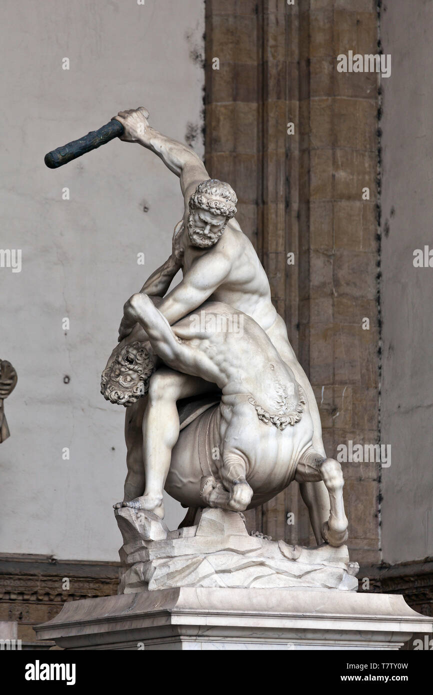 Ercole e il centauro nessus, Piazza della Signoria, Firenze Foto Stock