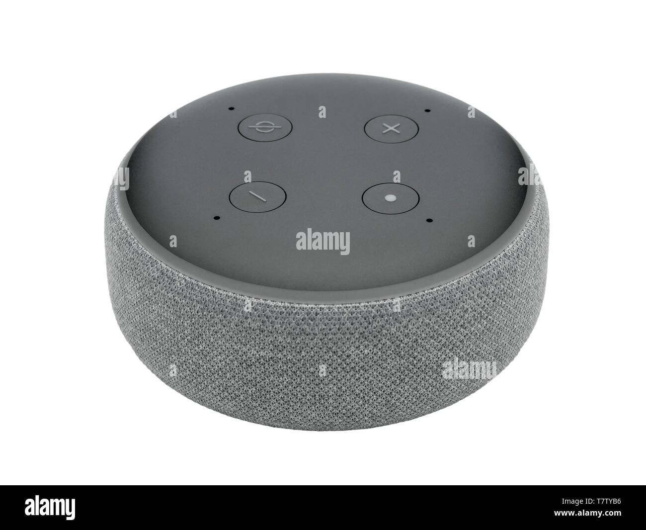 Le apparecchiature elettroniche smart speaker isolato su bianco Foto Stock