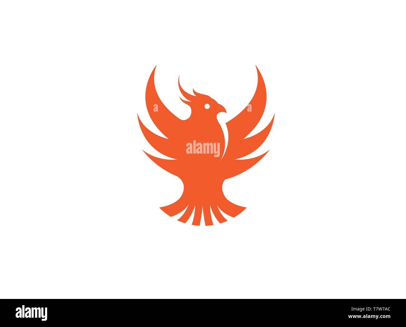 phoenix rosso uccello aprire ali volare per il logo design Illustrazione Vettoriale