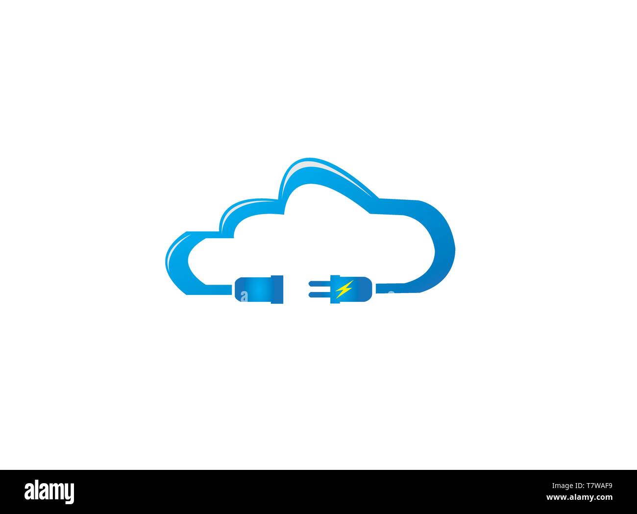 La potenza elettrica maschio e femmina per il cloud computing per la progettazione del logo Illustrazione Vettoriale