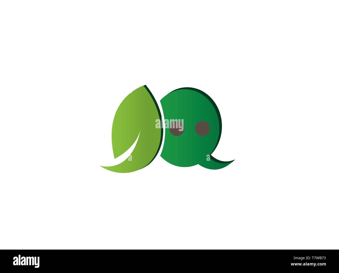 Foglia e icona chat in una finestra di dialogo ecologici per la progettazione del logo Illustrazione Vettoriale