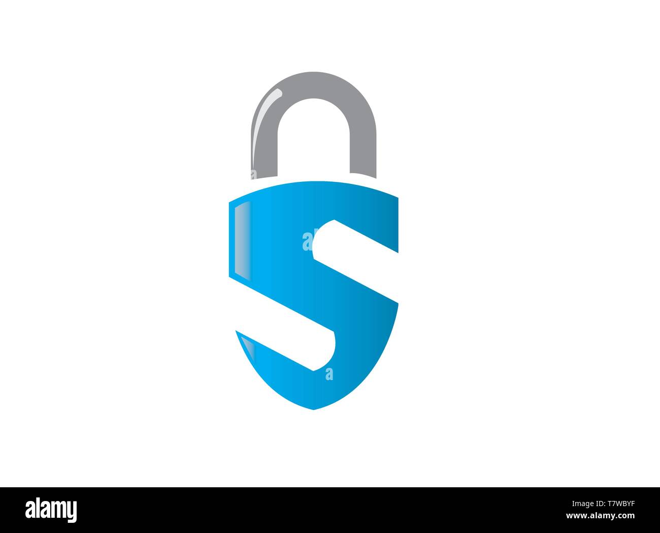 S alfabeto simbolo di blocco di protezione per logo design illustrator, icona di protezione Illustrazione Vettoriale