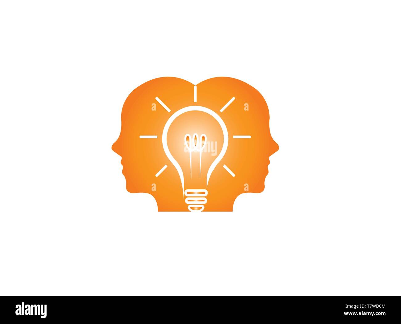 Teste di due uomini pensando smart per idea per il logo Illustrazione Vettoriale