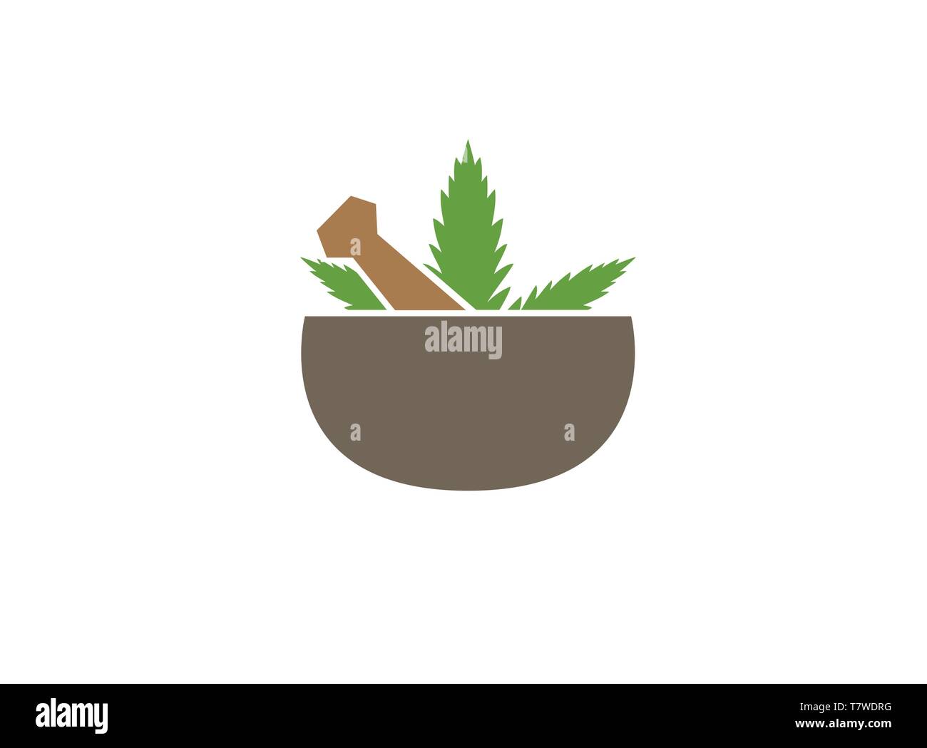 Farmacia bio e ricetta naturale con marijuana per il design del logo Illustrazione Vettoriale