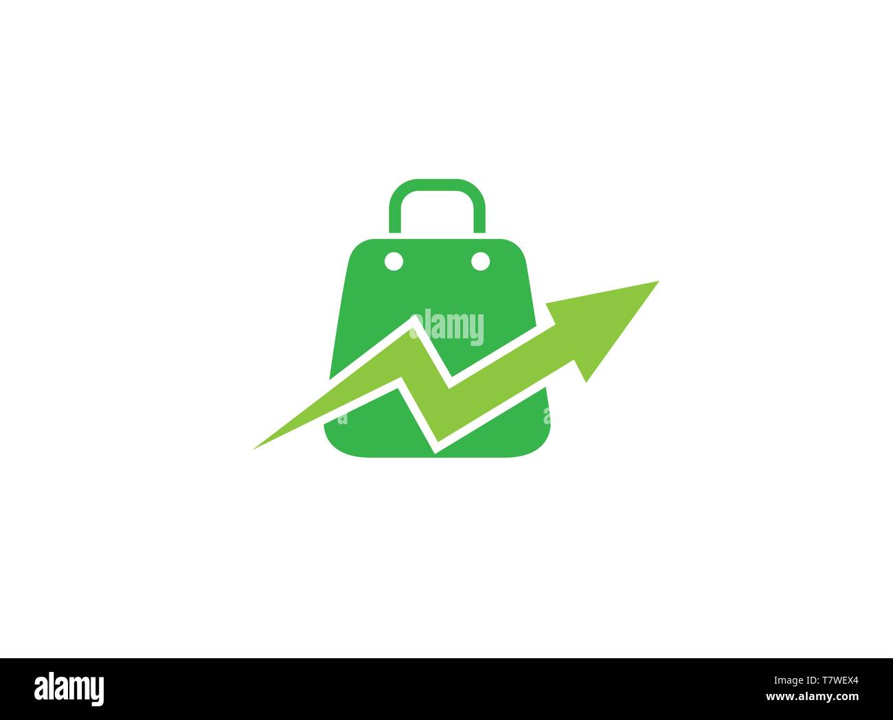 Valigette una borsa per lo shopping con il segno di spunta per il logo design illustrazione Illustrazione Vettoriale