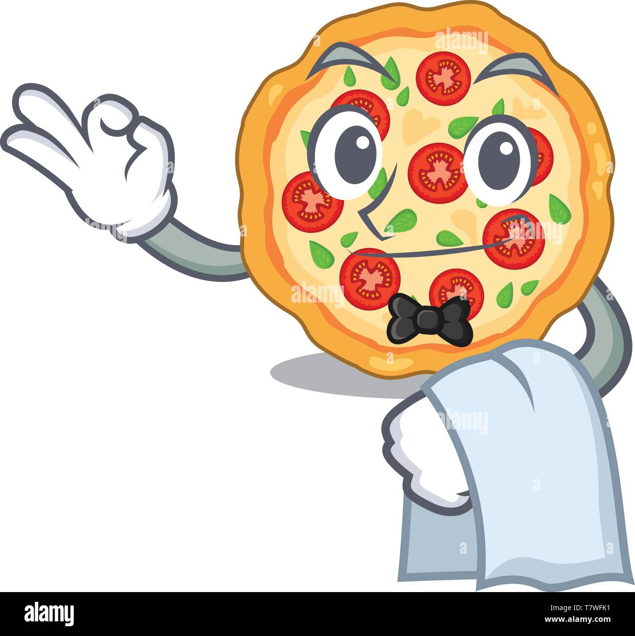 Cameriere pizza margherita isolato con i cartoni animati Immagine e  Vettoriale - Alamy