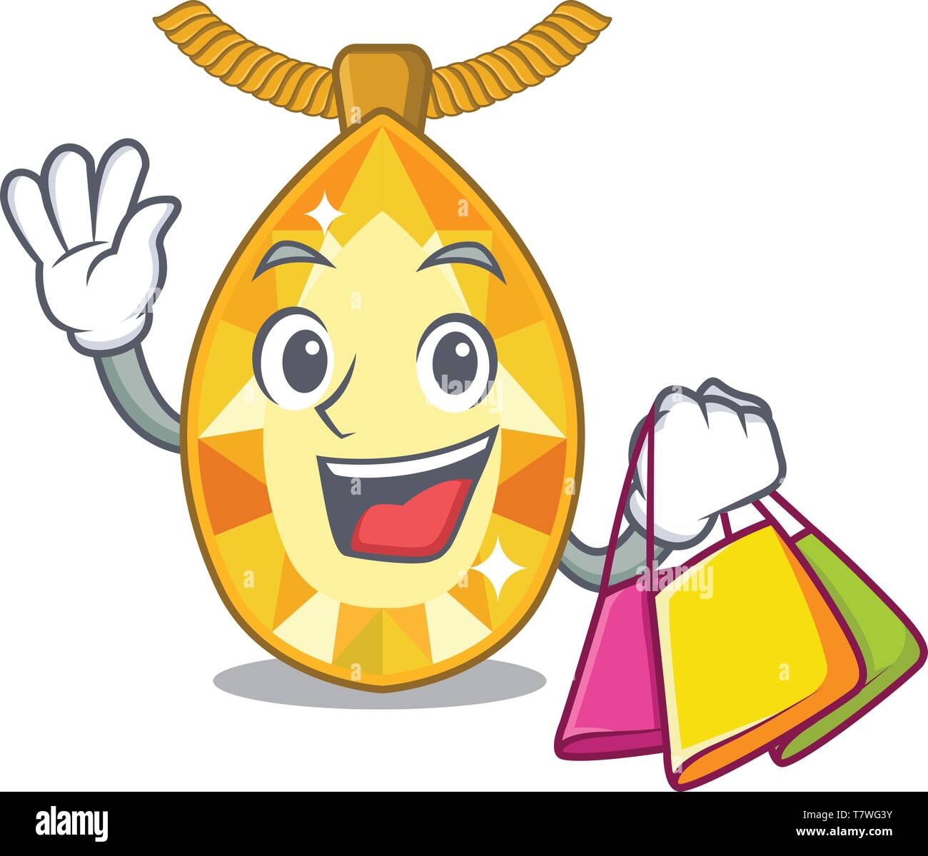 Shopping gioielli topazio isolato nel cartoon Illustrazione Vettoriale