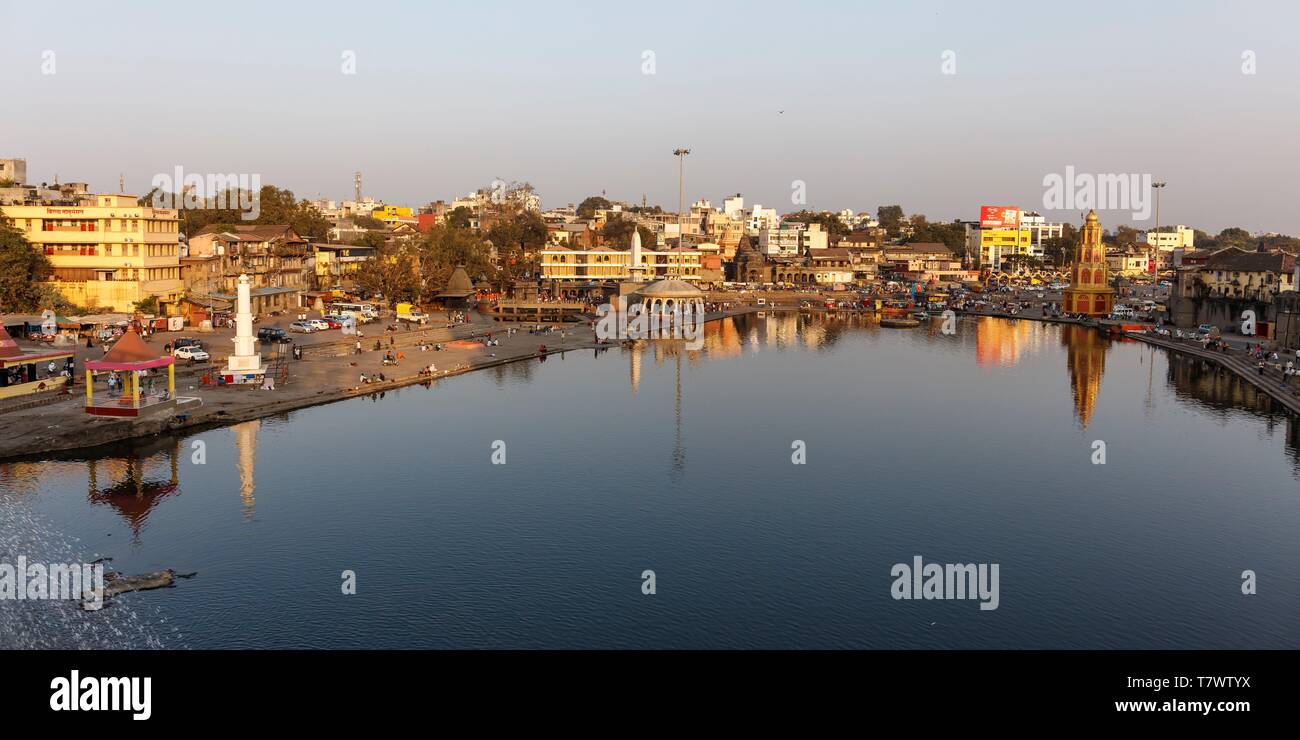 India Maharashtra, Nashik, il ghats sul fiume Godavari Foto Stock