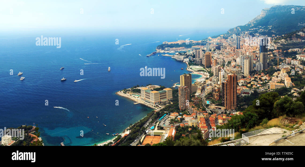 Panorama di Monaco e Monte Carlo. Foto Stock