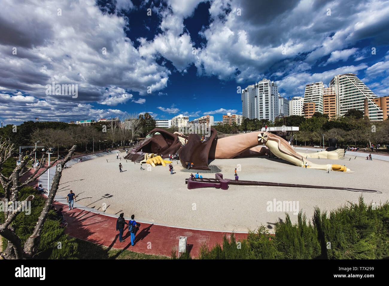 Spagna, Valencia, Gulliver park nel cuore dei Giardini Turia, la principale attrazione è una monumentale scultura Gulliver di 70 metri Federic foto Foto Stock