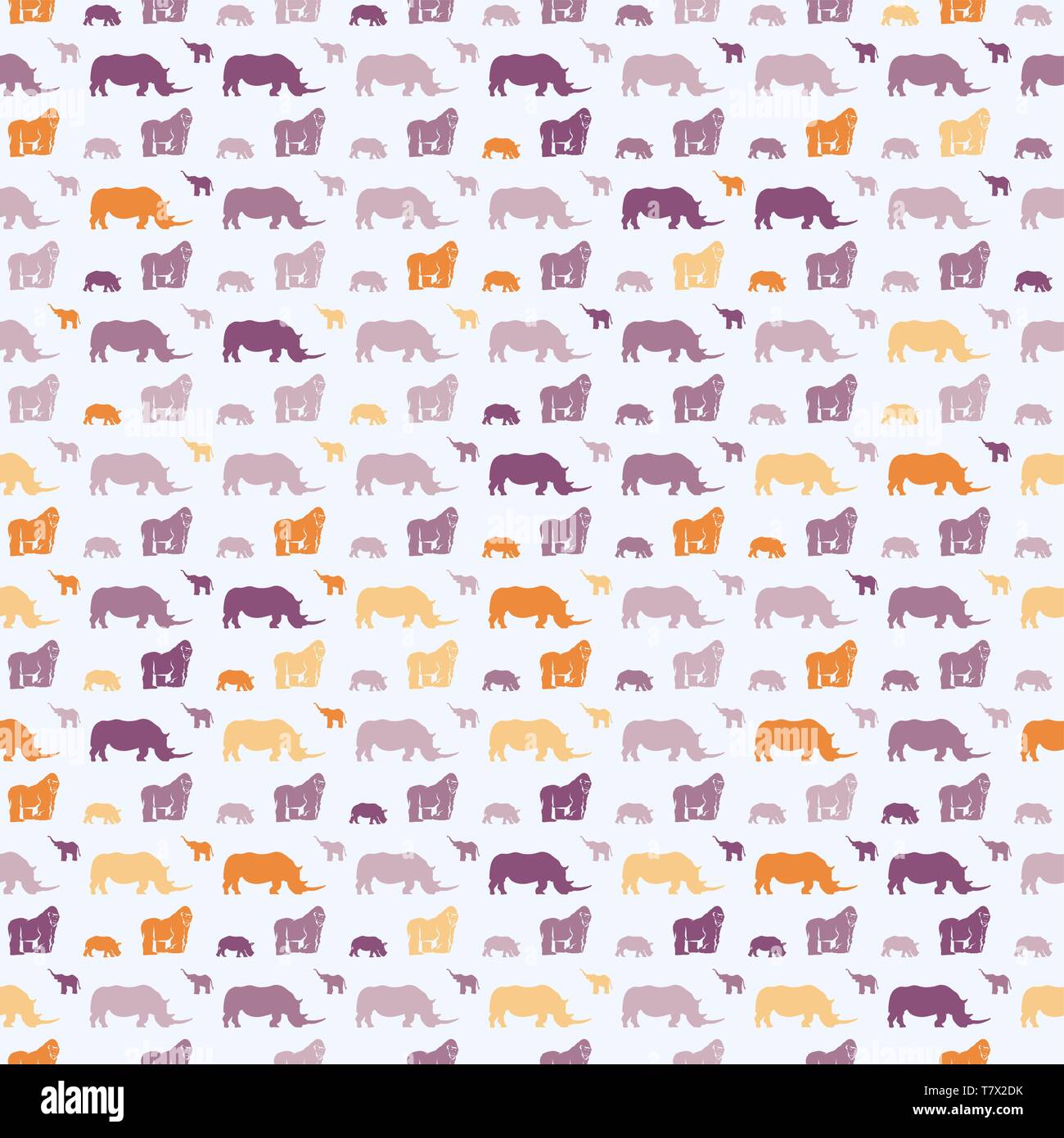 Seamless Animali safari per bambini wall art pattern. Ben costruite disegnati a mano sagome stampa modello per il design tessile. Illustrazione Vettoriale
