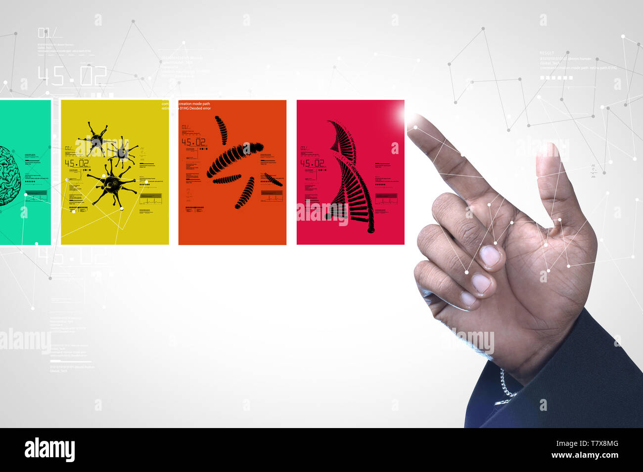 Uomo che mostra le immagini mediche Foto Stock