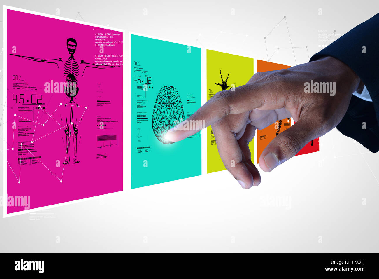 Uomo che mostra le immagini mediche Foto Stock