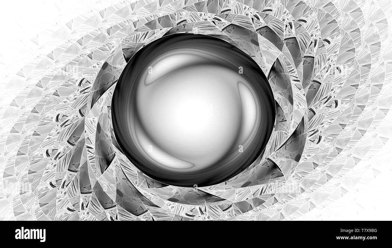 Wormhole artificiale, generato dal computer intenisty astratta mappa, invertita in bianco e nero, rendering 3D Foto Stock