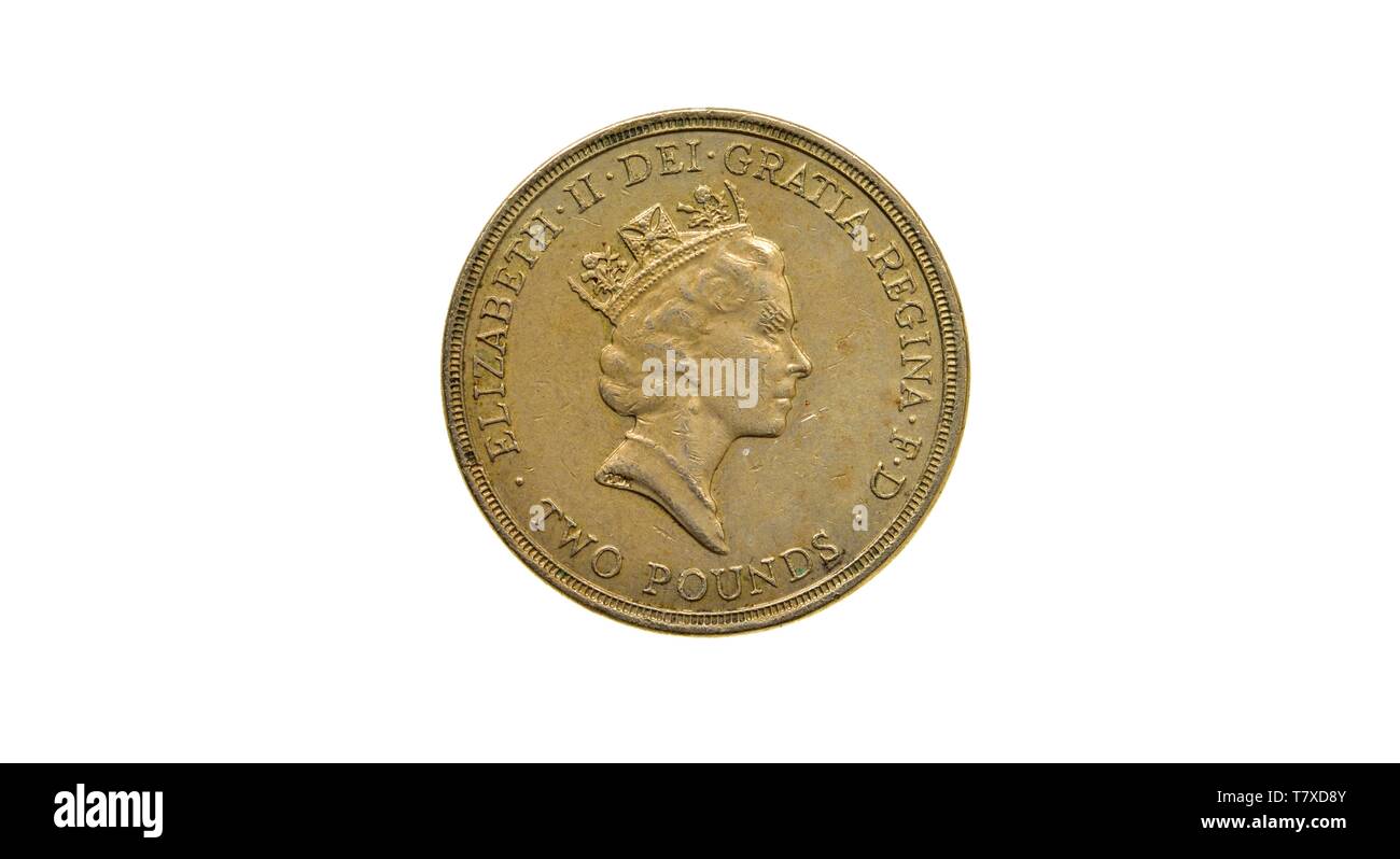 1986 Due pound coin, 2 libbra di moneta,XIII Commonwealth Games,una moneta commemorativa, Foto Stock