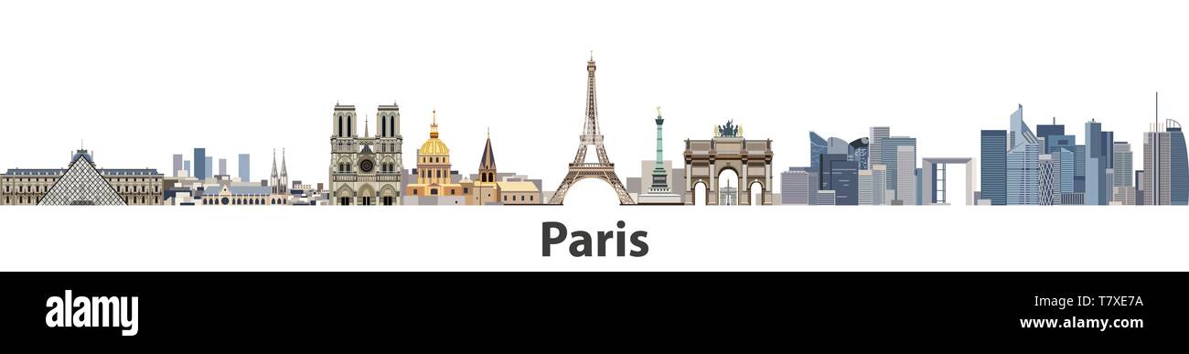 Lo skyline di vettore di Parigi dello skyline della città Illustrazione Vettoriale