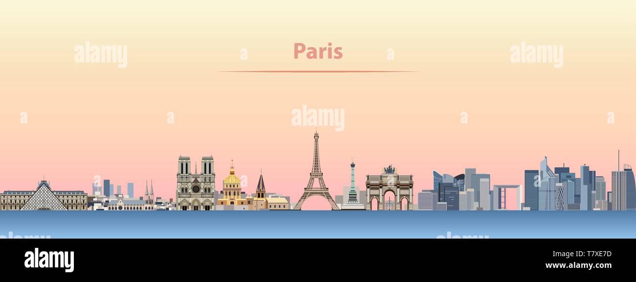 Lo skyline di vettore di Parigi dello skyline della città Illustrazione Vettoriale