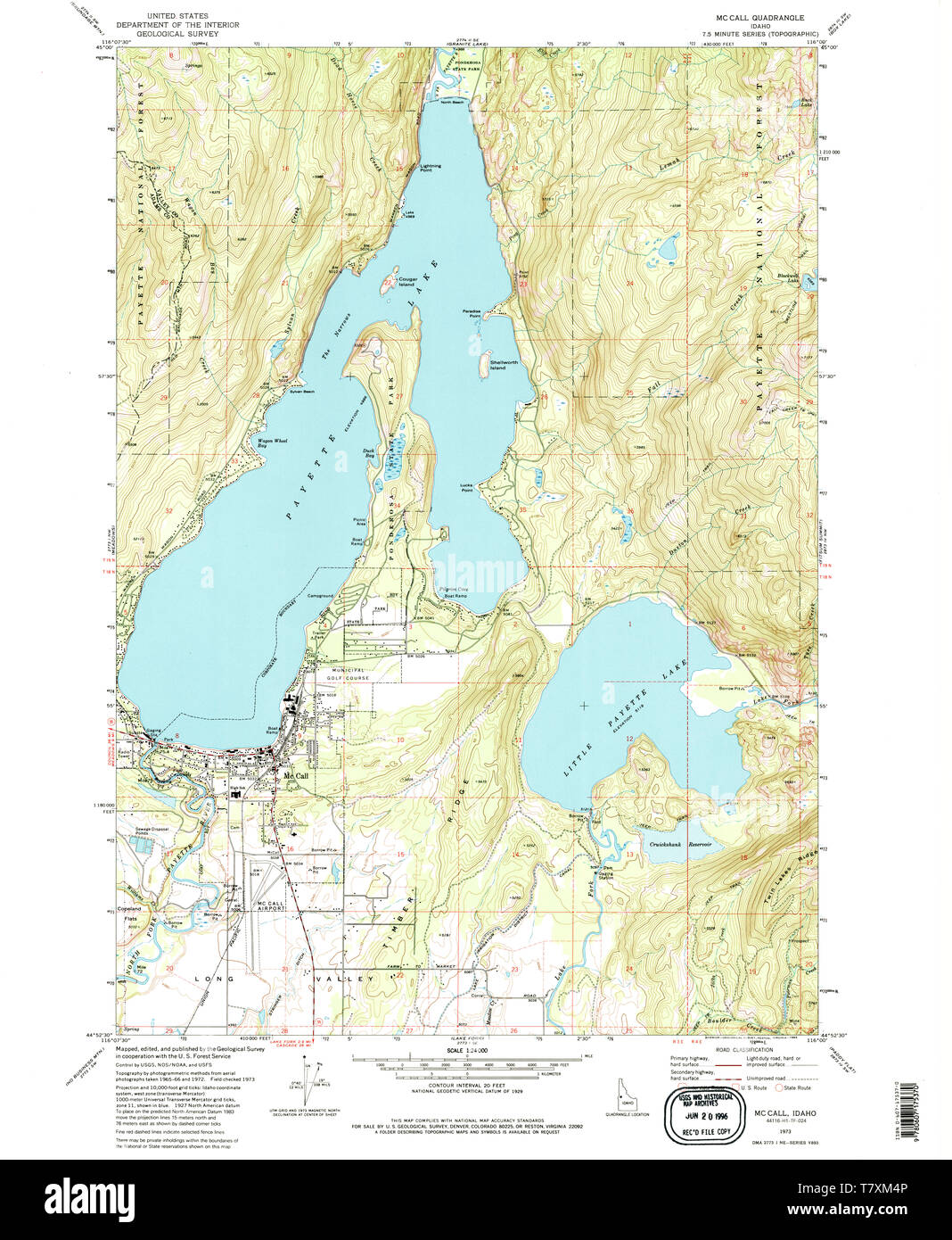 USGS TOPO Map ID Idaho McCall 237097 1973 24000 Restauro Foto Stock